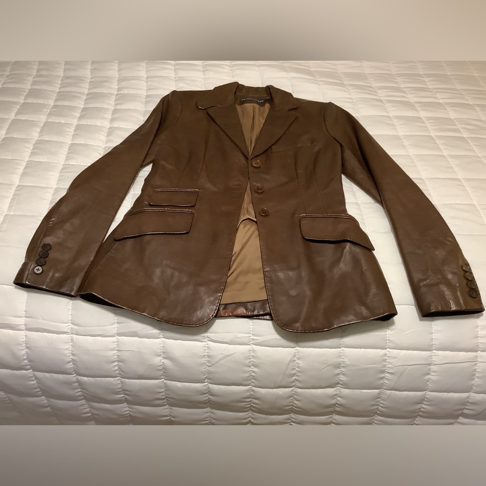 Ralph Lauren Brown Leather Blazer Size 2
